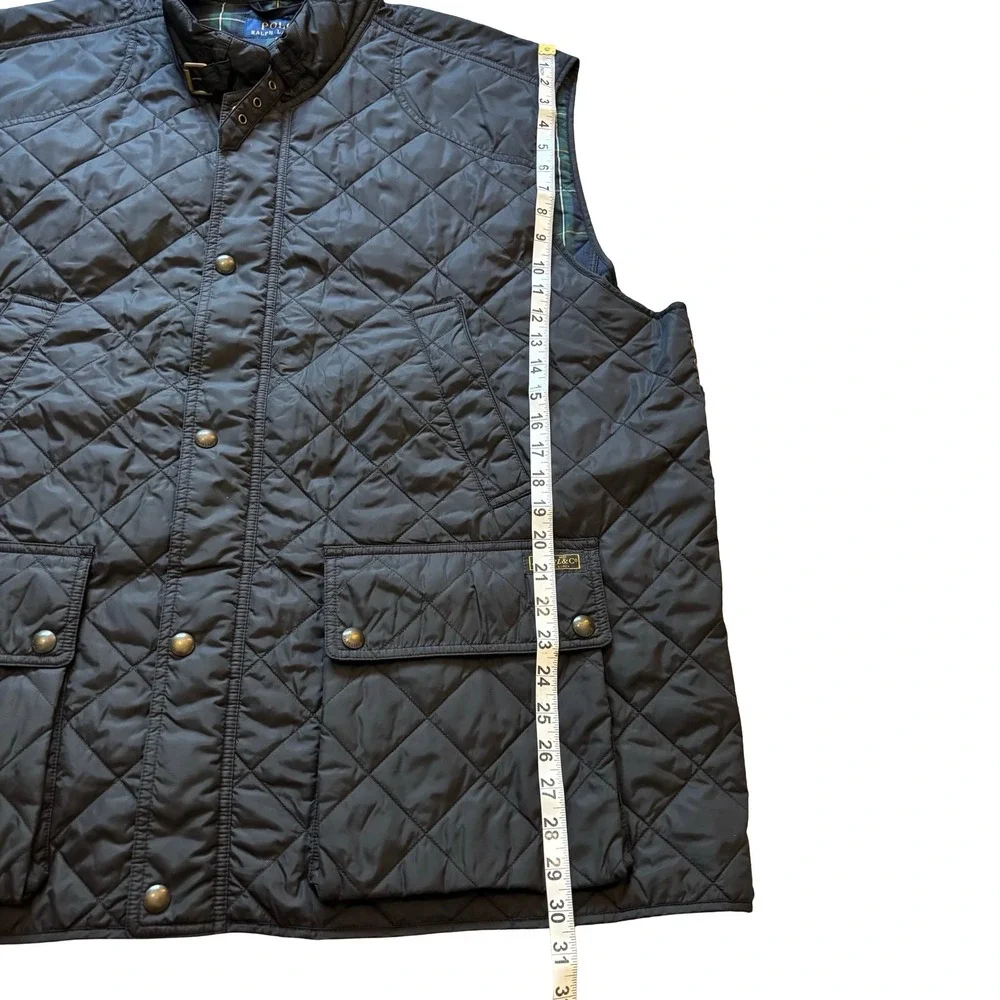 Polo Ralph‎ Lauren Mens Black Quilted Vest Plaid Lined Big & Tall 3XB